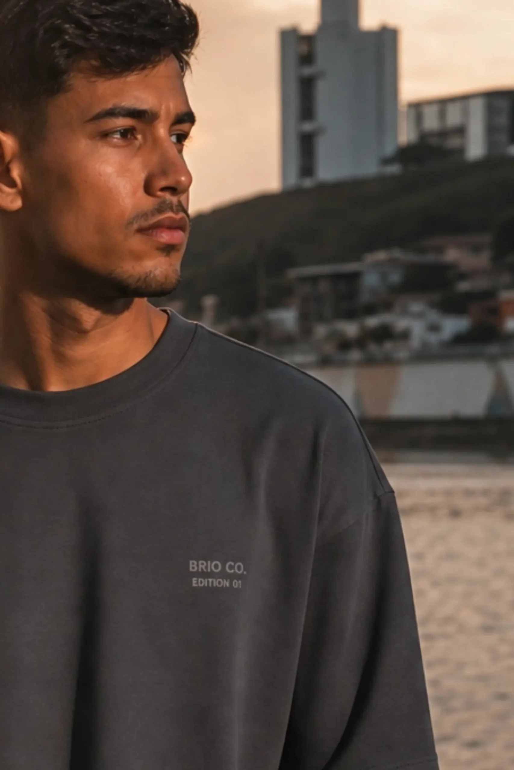 edition 01 — camiseta brio co. streetwear heavyweight oversized — cinza chumbo 1.1